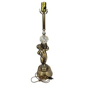 Vintage 60s Brass Cherub‎ Lamp Hollywood Regency Mid Century Modern Table Lamp
